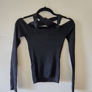 NWOT Armani Exchange Black Off-Shoulder Long Sleeve Top